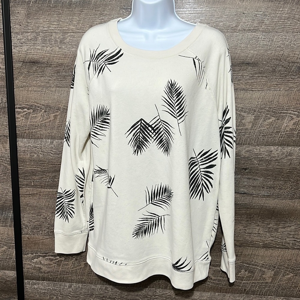 Off white with black palm tree branches